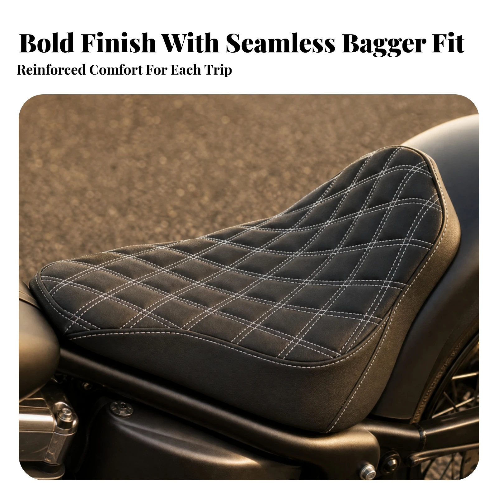 Harley Softail Breakout Seat Ergonomic Harley Rocker Driver Seat High-Density Foam Shock-Absorbing for Cruising, Everyday Riding