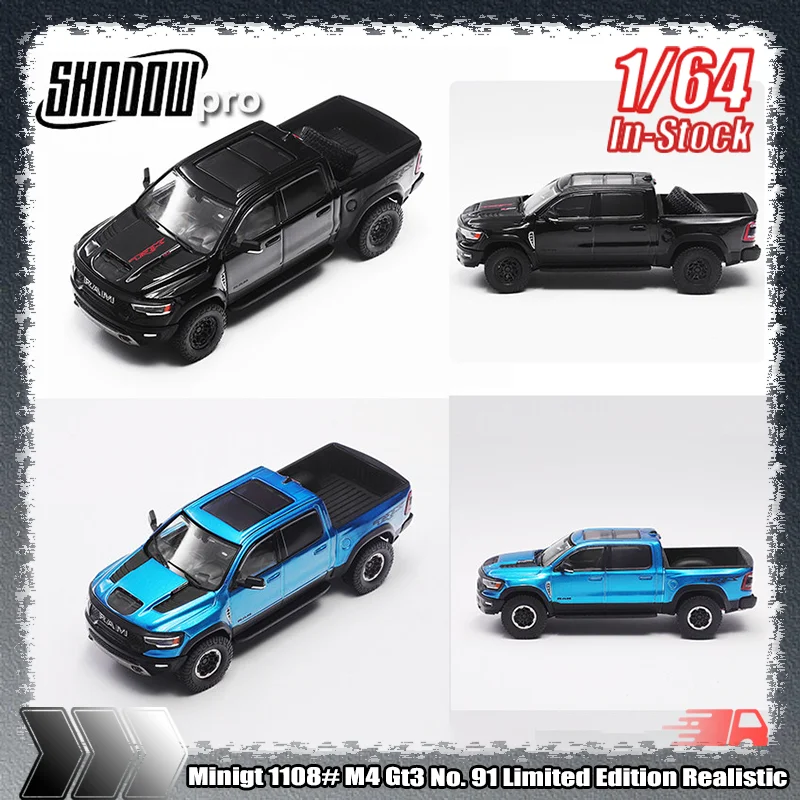 

Модель автомобиля Shadow Pro 1:64 Dodge Tyrannosaurus Rex, внедорожный пикап, имитация, литая под давлением, миниатюрная, из сплава, на заказ, детская игрушка, подарок