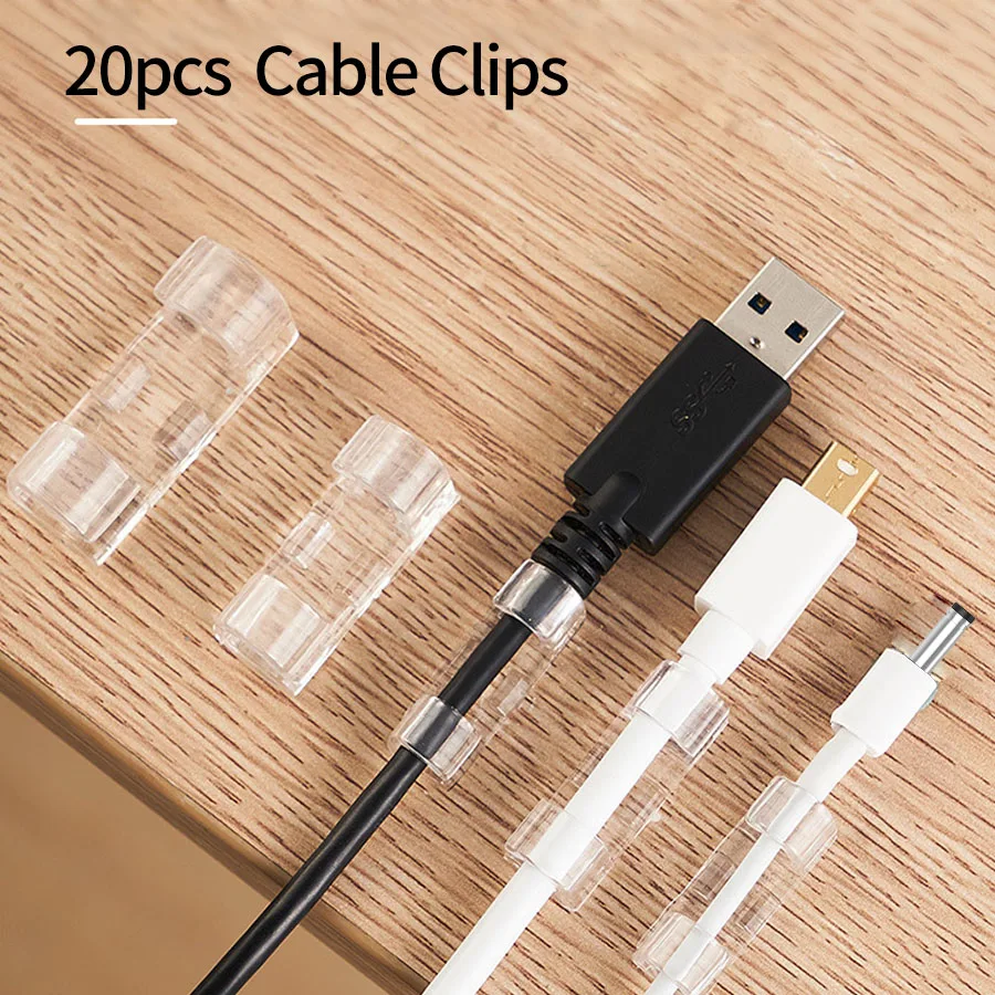 20Pcs Cable Organizer Clips Wire Manager Cord Holder Cable Management Desktop USB Data Line Bobbin Winder