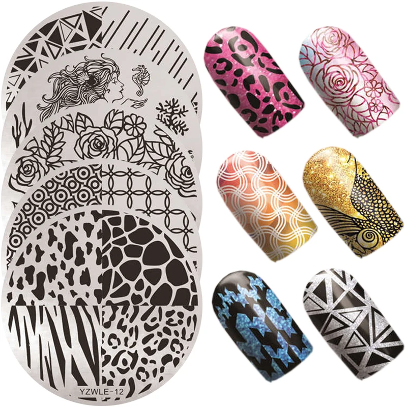 

Flower Geometry Nail Stamping Plates, Animal Leaves, DIY Image Stencil for Nails Polish, Printing Templates Tools