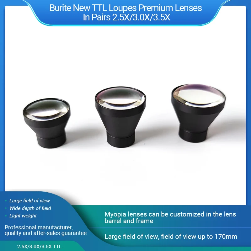 Burite New TTL Loupes Premium Lenses In Pairs 2.5X/3.0X/3.5X(Through The Lens) The Lens Used To Make TTL Dental Loupes