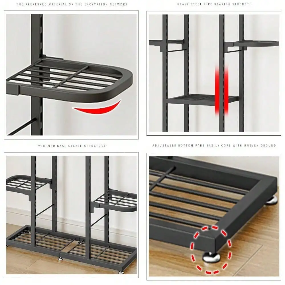 

5-ярусная/7-ярусная подставка для растений для дома и улицы, металлическая угловая полка для растений с сетчатым дизайном, компактный держатель для растений для патио.