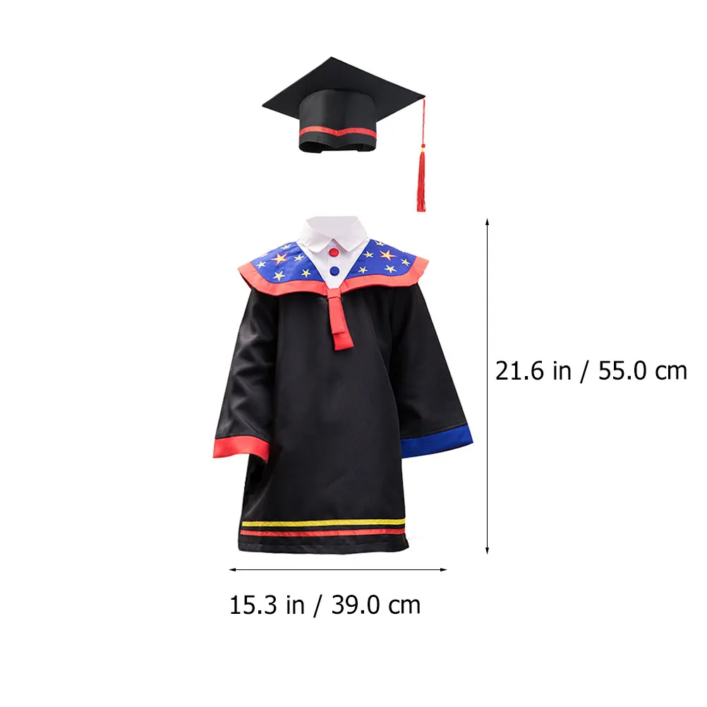 1Set Kids Graduation Gown Cap Set Elegant Academic Design Comfortable Breathable Graduation Apparel for School Ceremony Cosplay
