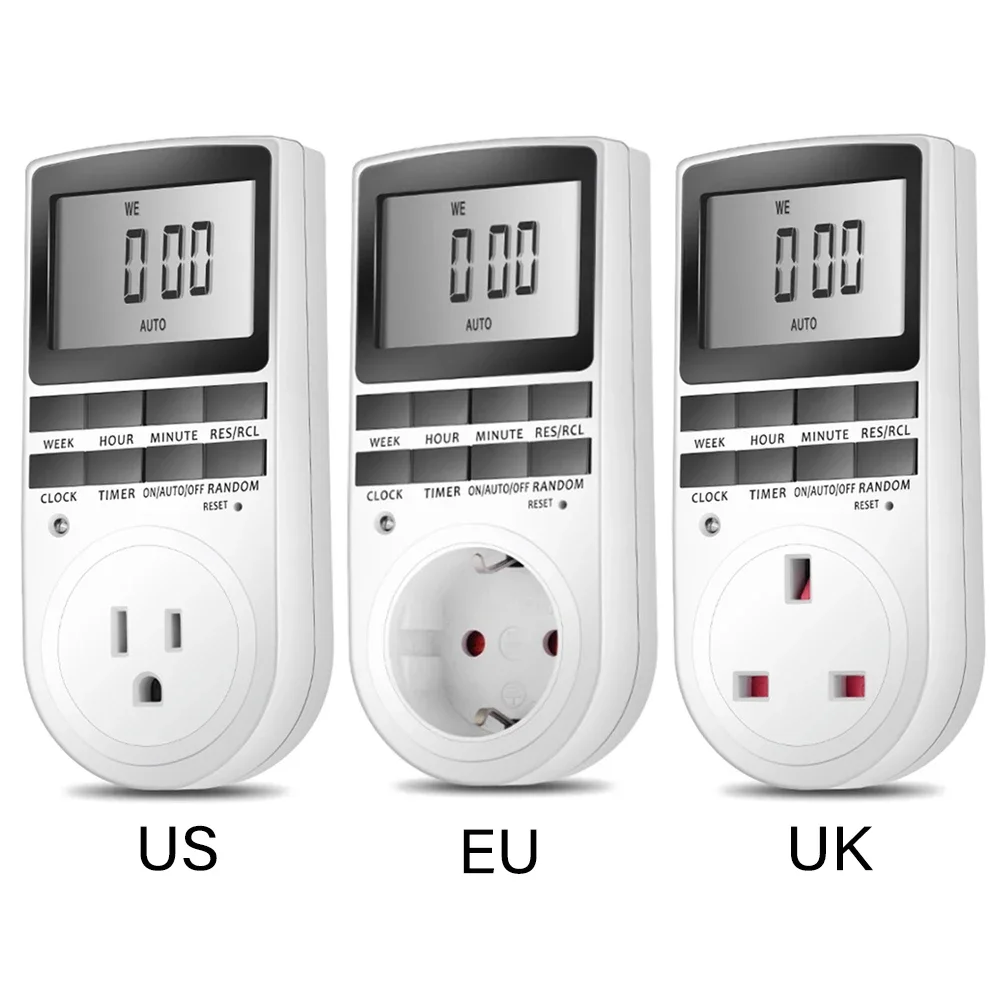 110/220V Electronic Digital Timer Switch 12/24 Hour Programmable Timing Socket Appliance Time Controller EU Plug Home Tools