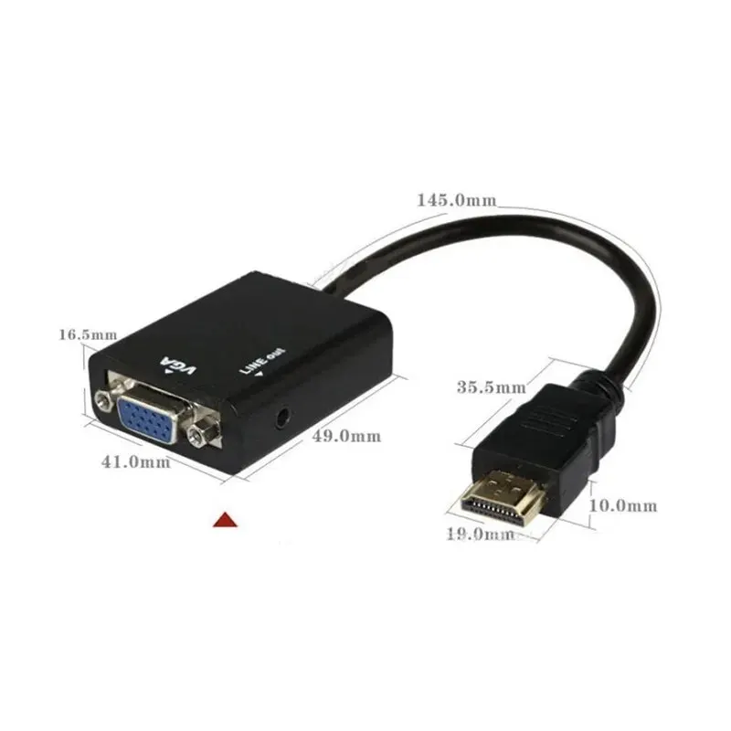 HDMI Female to Male VGA Adapter Cable HDMI to VGA Adaptor Computer Same Screen Display