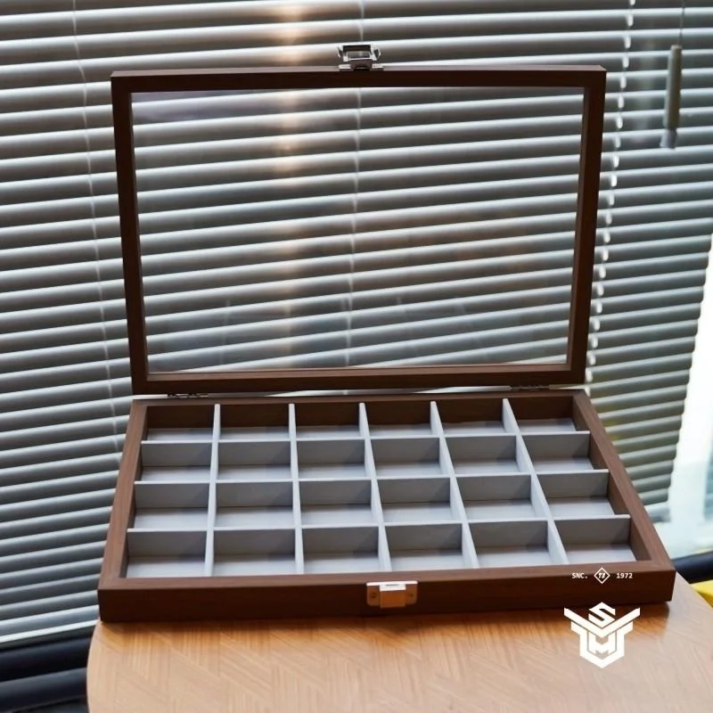 walnut-pattern-dustproof-cover-jewelry-storage-box-earring-brooch-bead-countertop-organizer-24-grids-wooden-material-bedroom