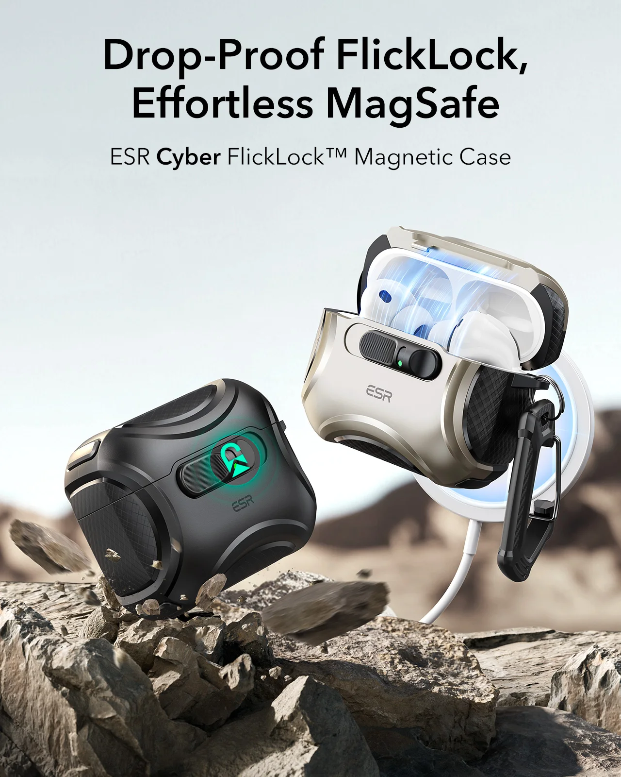 Etui ESR do AirPods Pro 3 (2025) – bezpieczne, z systemem FlickLock, najwyższej jakości etui na słuchawki do AirPods Pro 2./1. generacji oraz Airpod 4/5 (2024/2026). — zdjęcie produktu 3