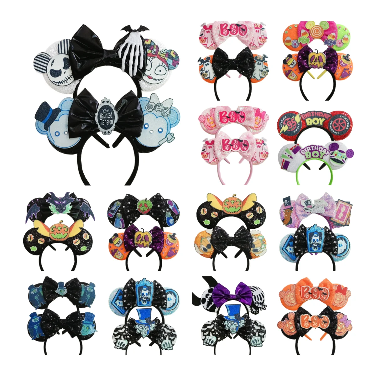 2pcs Hallowmas Mikcey Mouse Ear Headband Christmas festival party For Women Kids Hair Band Hair Accessories Sequins Bow Headwear