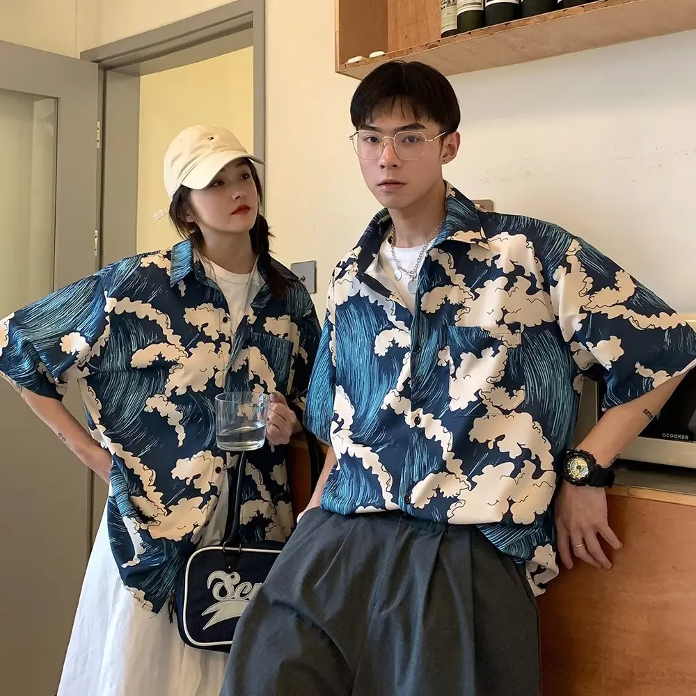 

Мужская летняя пляжная рубашка-накидка в стиле ретро с цветочным принтом, больших размеров, свободного кроя, дышащая, легкая, из полиэстера