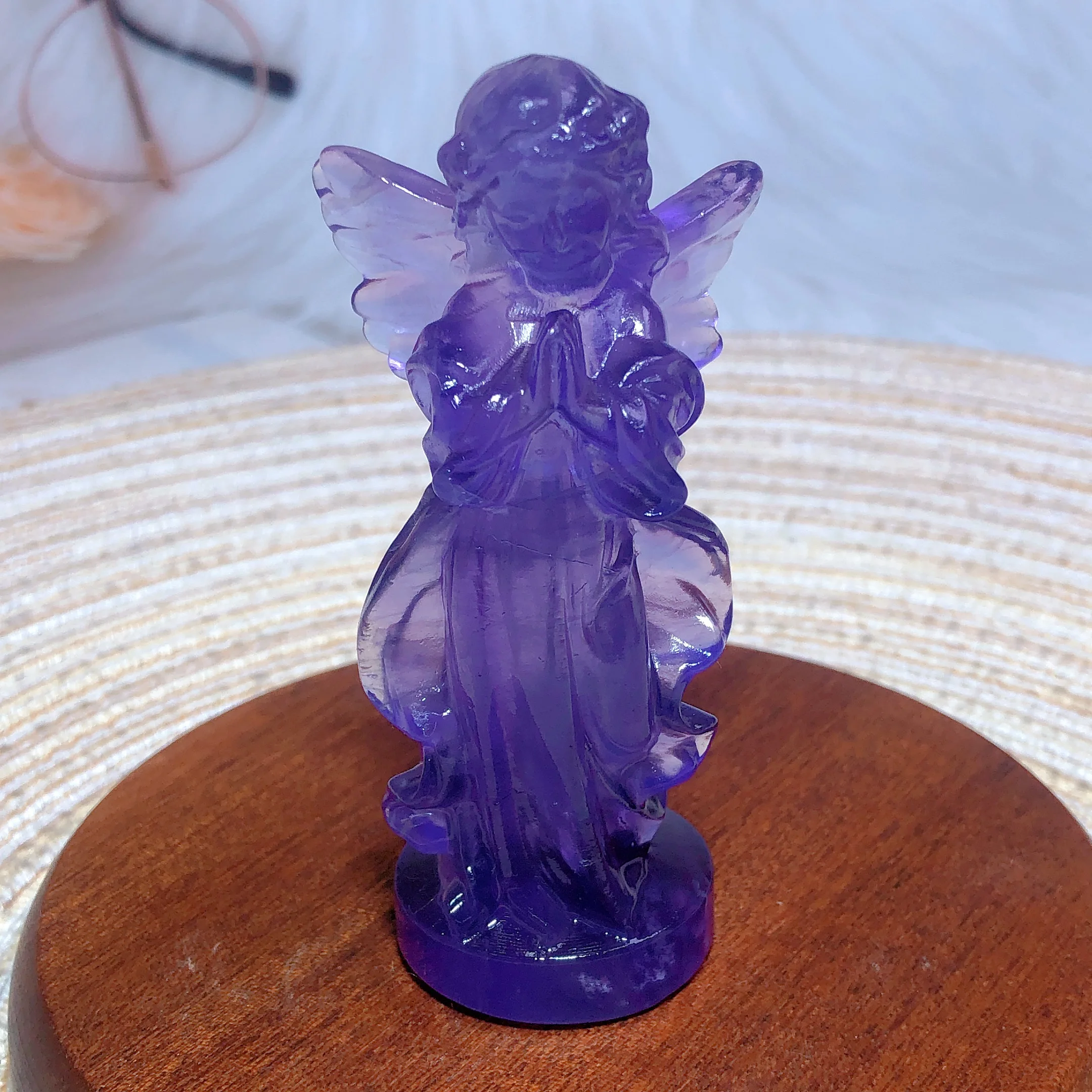 

Natural Crystal Purple Fluorite Angle Baby Anniversary Children Gift Suprise Carving Polished Energy Wholesale Reiki