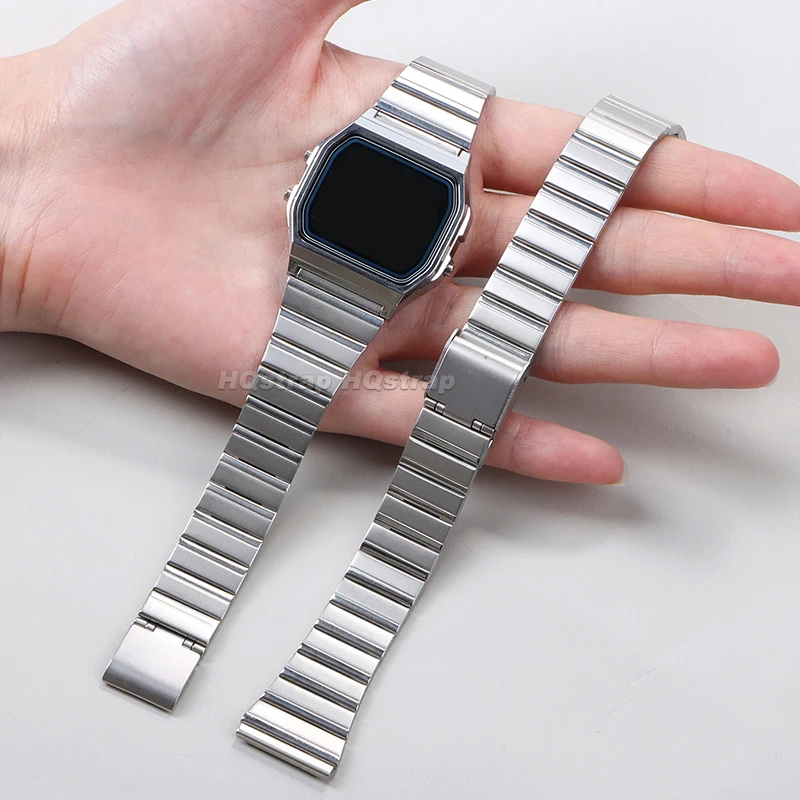 18mm 20mm Stainless Steel Strap for Casio F-91W SGW400 F84 F105/108/A158W/168 AE1200/1300 AQ230 Ultra-thin Metal Watch Band