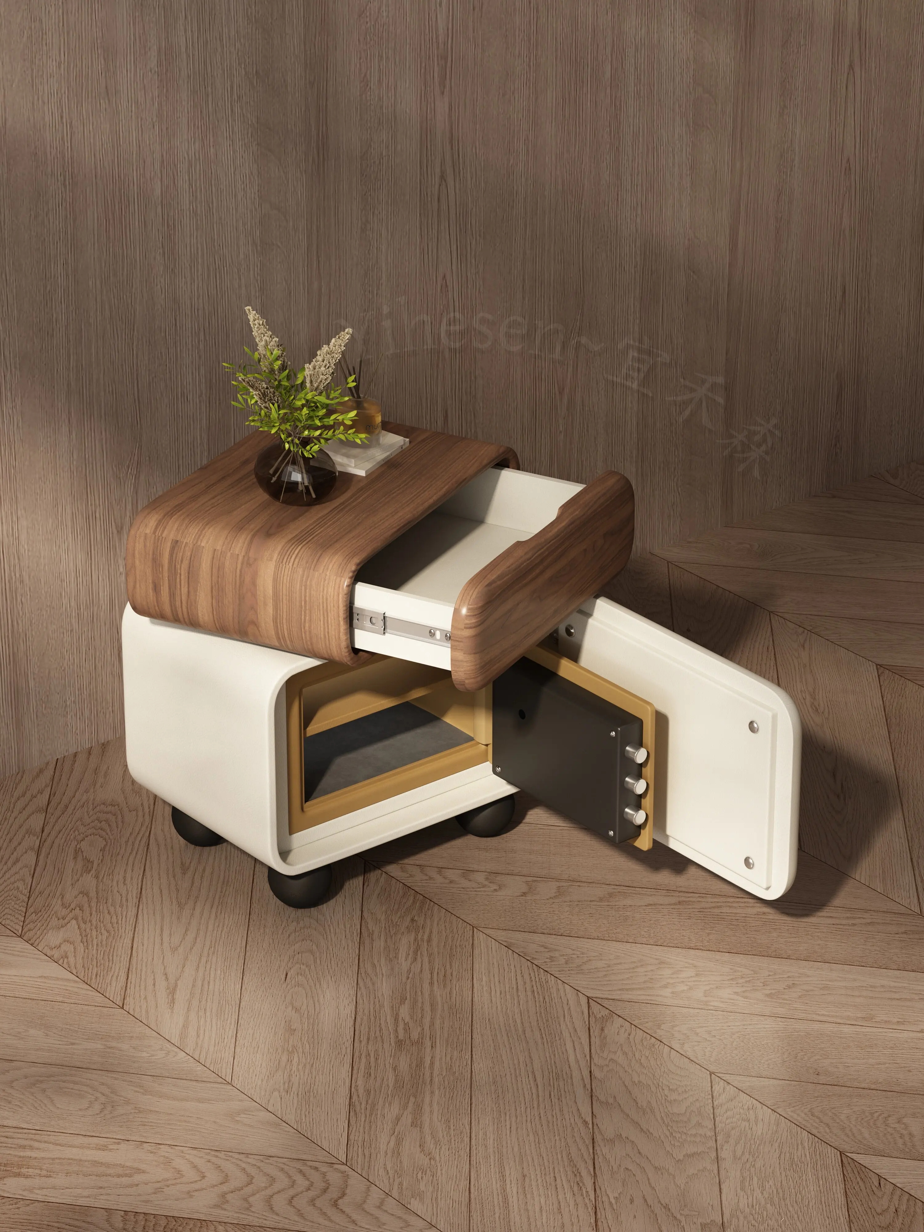 Bedside cabinet safe integrated concealed smart home bedroom anti-theft storage cabinet
