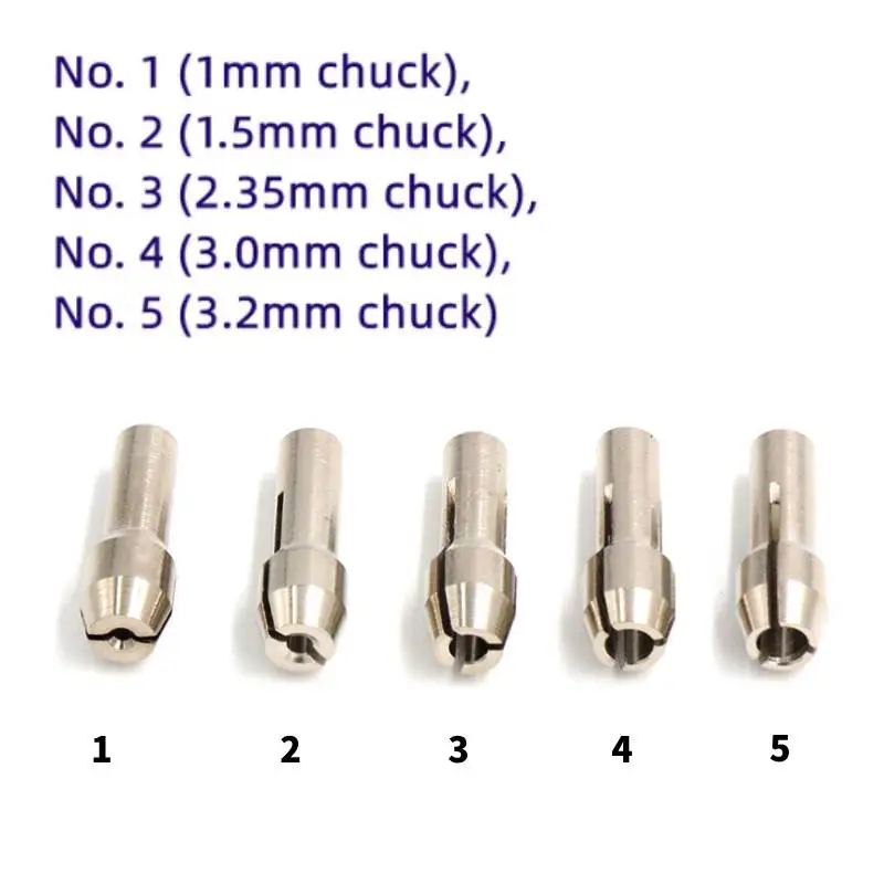 2 sztuk 0.5mm-3.2mm Mini Collet elektryczny młynek do Dremel narzędzia obrotowe akcesoria do elektronarzędzi srebrny wiertło obrotowe blokady akcesoria — zdjęcie 3