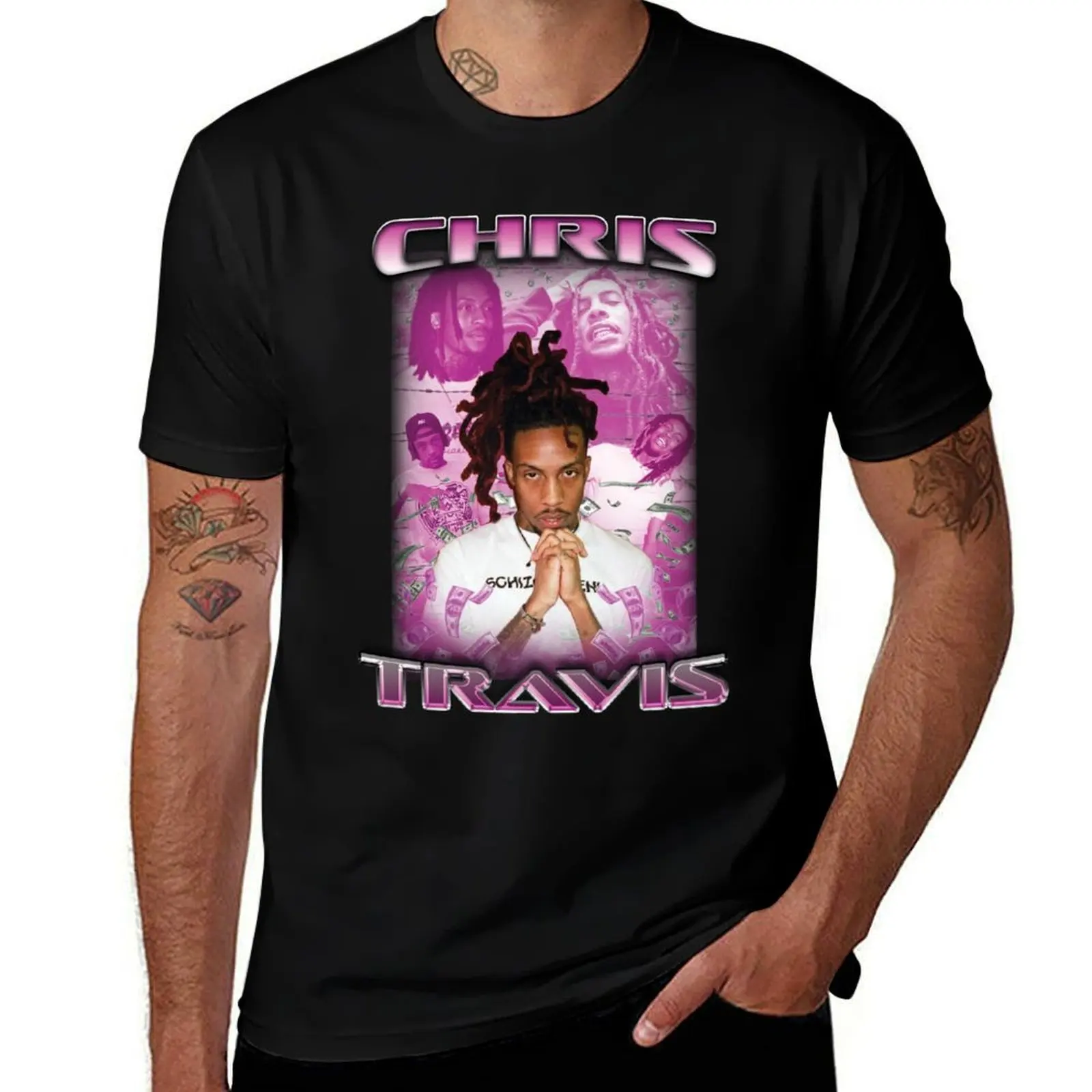 Chris Travis Vintage Bootleg Shirt T-Shirt Minimalist Plain Crew Neck T-Shirt