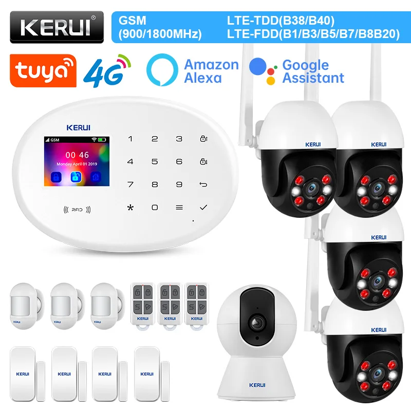 

KERUI W204 4G WIFI GSM Burglar Security Home Alarm System Control Panel Alarm Kit with ip Camera