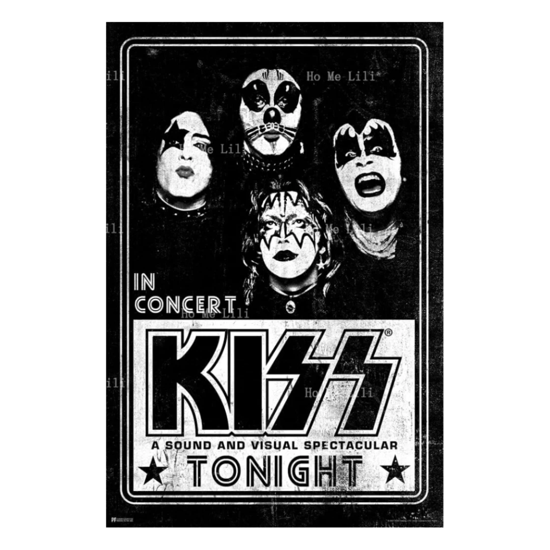 

Постер Kiss, Настенный декор для концерта в прямом эфире, рок, винтажный декор, тяжелый металл, настенное искусство, декор для мужской пещеры, винтажный макияж, металлический художественный принт