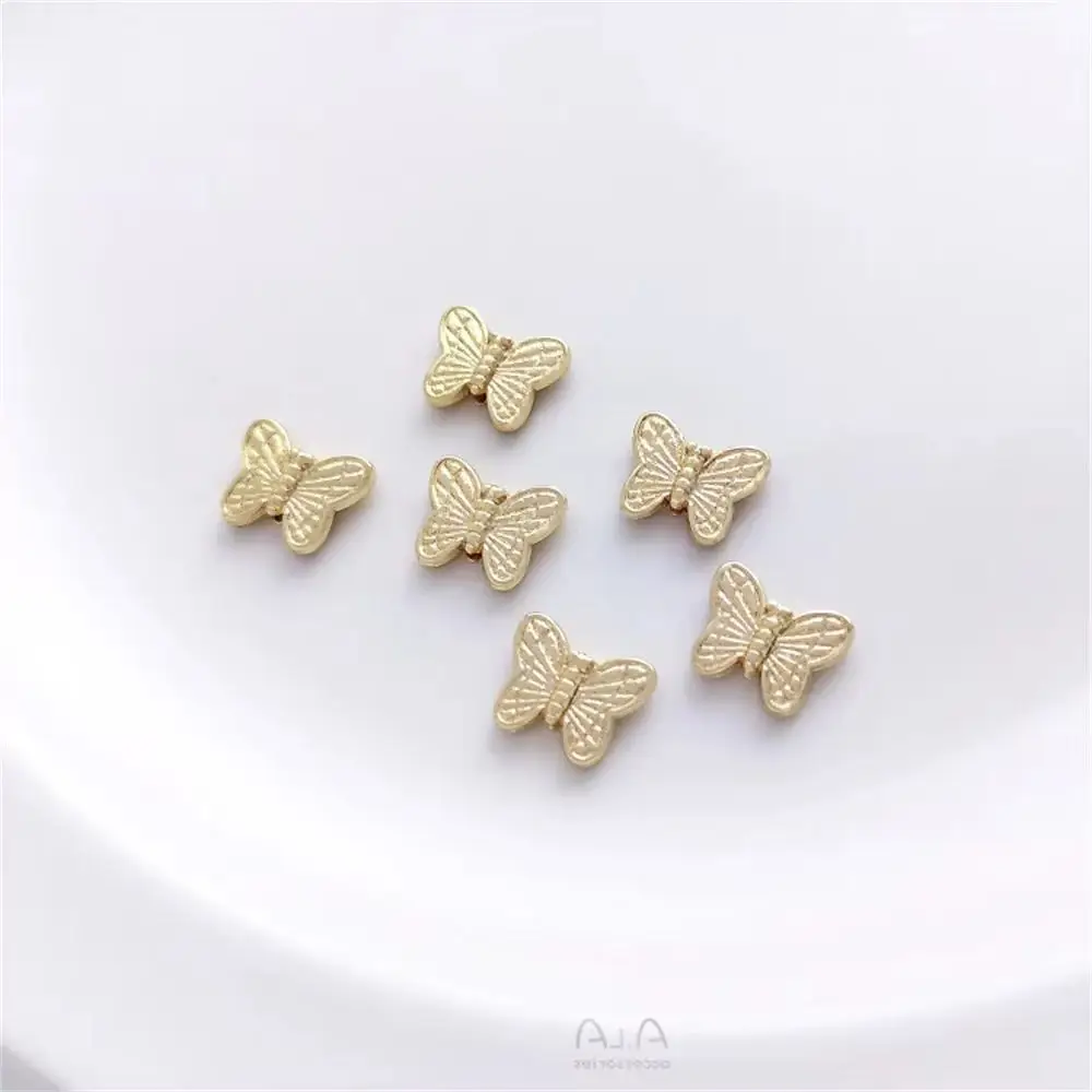 1pcs 14K gold coated DIY accessories butterfly through-hole separated bead handcrafted chain ear jewelry handmade materials