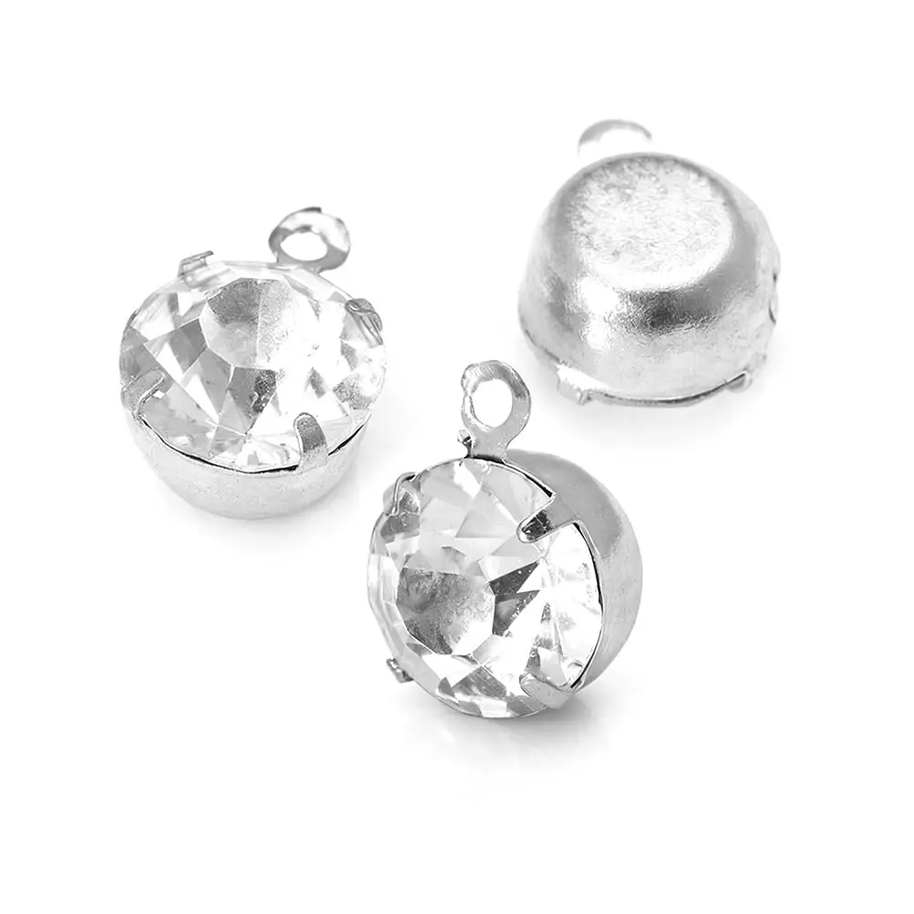 100PCS 4MM 5.5MM 8MM Brass with Glass Rhinestone Single Hole Rhinestone Charms End Beads Diy Jewelry Findings Accessories