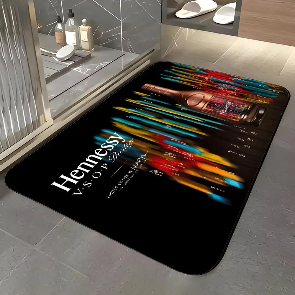 Liquor - H-Hennessy Floor Mat Soft Flannel Entrance Door Mat Non Slip Absorbent Bathroom Bedroom Floor Rug