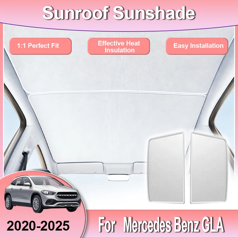 Car Sun Cover For Mercedes Benz GLA EQA H247 MK2 2020~2025 Accessories Sunroof Sunshade Blocker Tools Electrostatic Auto Parts