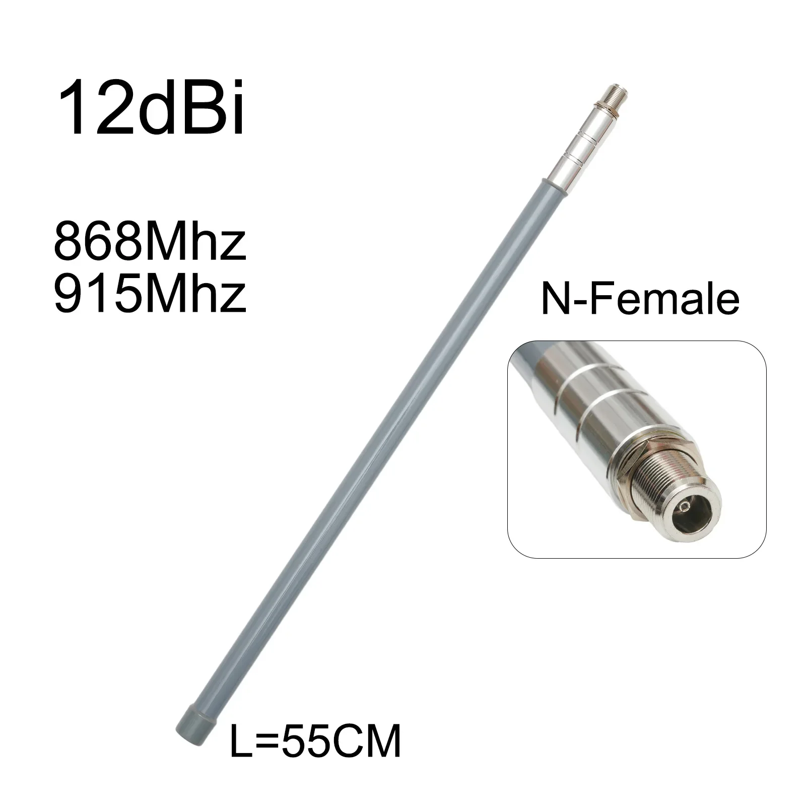 12dBi Antenna Outdoor Vertical Polarization 550mm 868MHz 915MHz Aerial Copper Helium Miners N-Female Receiving