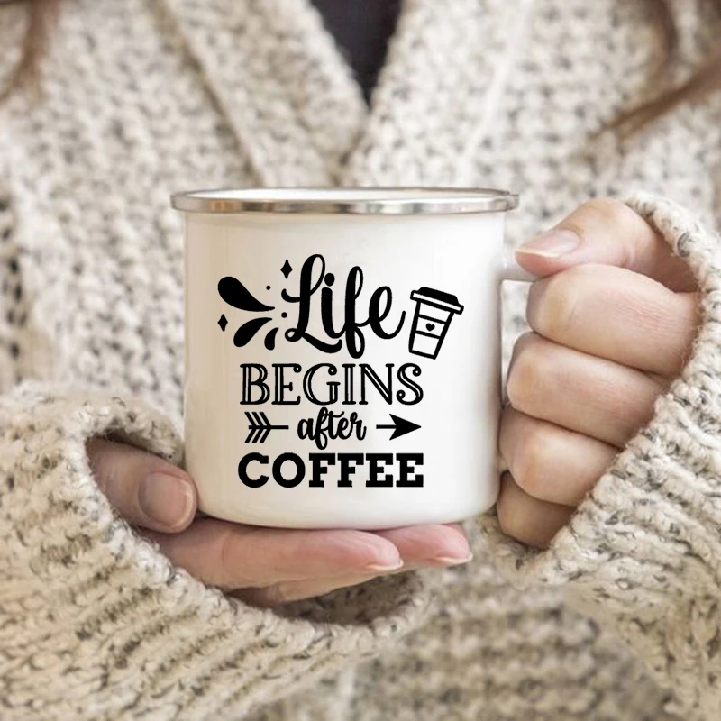 Life Begins After Coffee Print Mugs Creative Enamel Mug Cupshe Travel Cup Personalized Gift Unusual Tea Cup Custom Cups Beer Bar