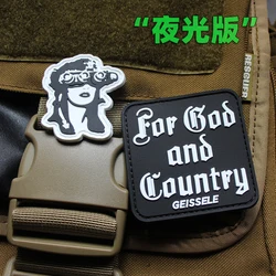 GEISSELE for God and County Rubber Badge Morale Badge Glow-in-the Dark PVC Armband Helmet Pack Badge with Backpack Patch