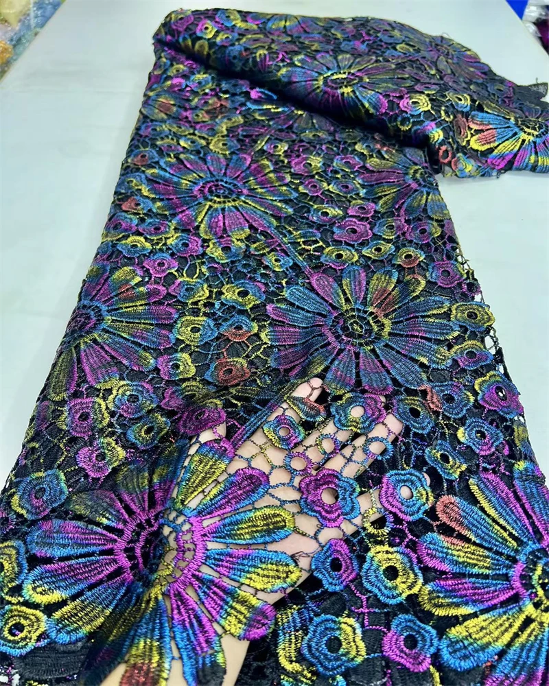 

High Quality African Lace Fabric 5 Yards Nigerian Cord GuipureTulle for Wedding Dress Fabric