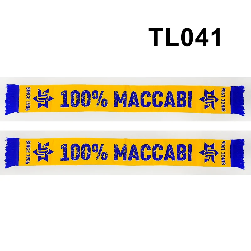 145*18 cm Size 100% Maccabi Since 1906 Scarf for Fans Double-faced Knitted TL041