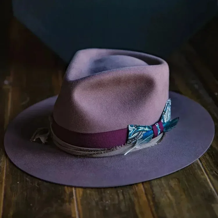 

Fashionable Pure Wool Hat, British Style Wool Felt Hat, Bow Ribbon, Feather Decoration, Wool Felt Hat