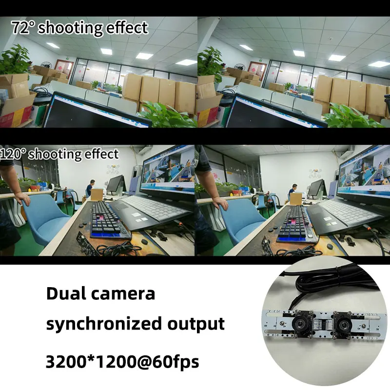 4MP Global Shutter USB Binocular Camera Color Dual Lens Synchronous Output 3200*1200 60fps for VR 3D Depth Camera