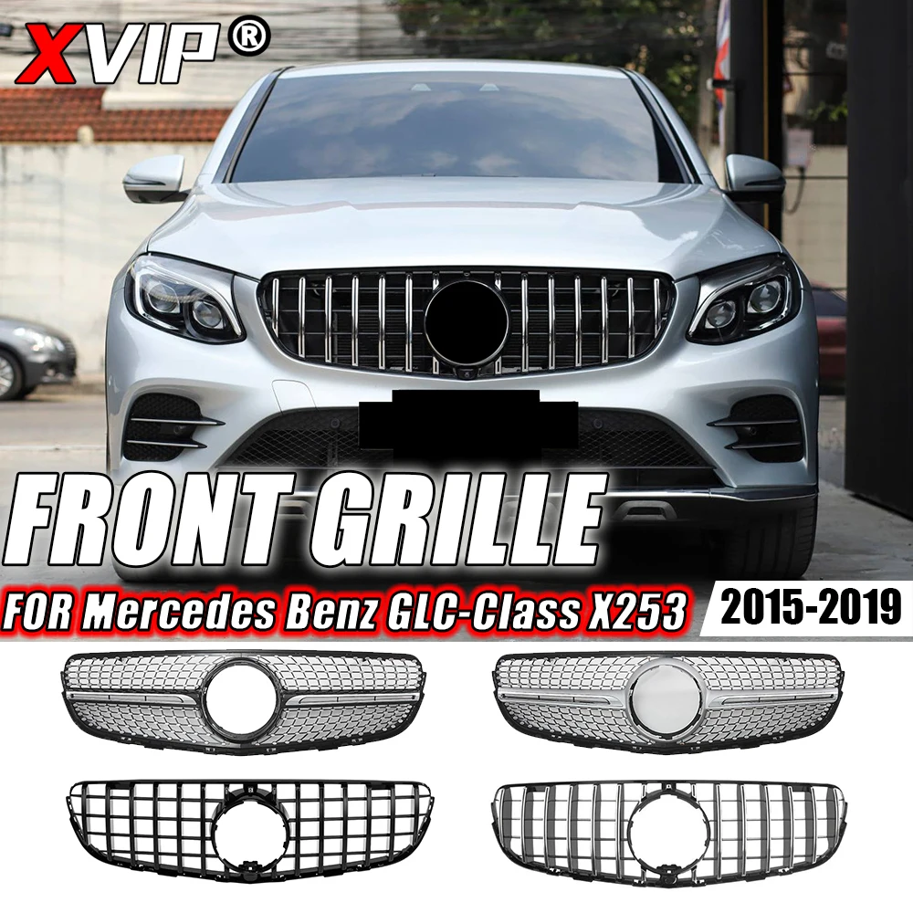 

XVIP Front Chrome Black Diamonds Style Racing Grilles For Mercedes Benz GLC-Class X253 2015-2019 GLC250 GLC300 GLC350e GLC43 AMG