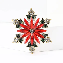 Christma’s Rhinestone Snowflake Brooches for Women Unisex Oil Dripping Ice Crystal Pins Banquet Party Backpack Gifts Accessories