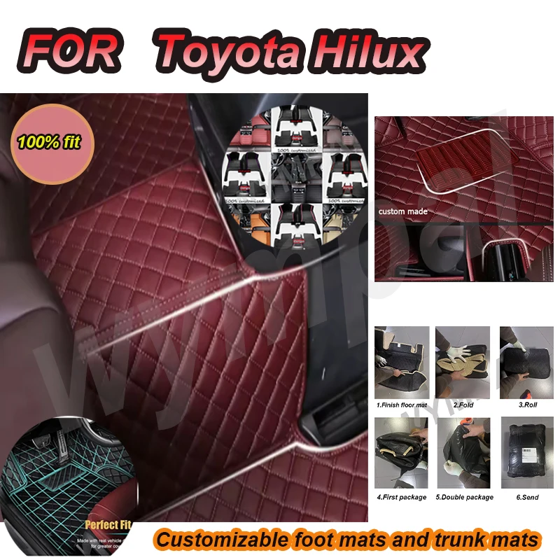 

LUXURY Custom Automotive Car Floor Mats For Toyota Hilux 2015 2016 2017 2018 2019 Auto Luxury Leather