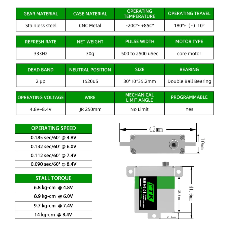 PTK  8525 MG-D All-metal digital programmable steering gear glider special steering gear RC model airplane parts KST servo