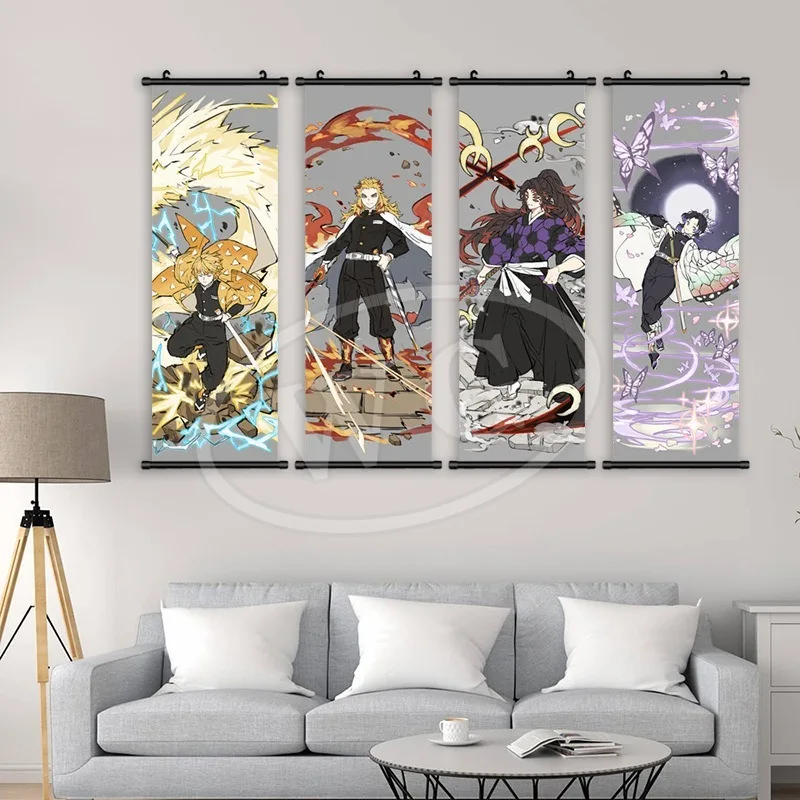 Anime Demon Slayer Hanging Scroll Painting HD Inkjet Canvas Decorative Painting Modern Living Room Mural Poster