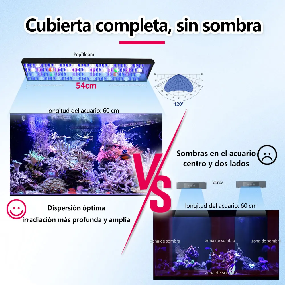 Imagem -06 - Popbloom-iluminação Led para Aquário Marinho Lâmpada de Aquário de Água do Mar Espectro Completo para Tanque de Peixes Coral de Recife 200240cm