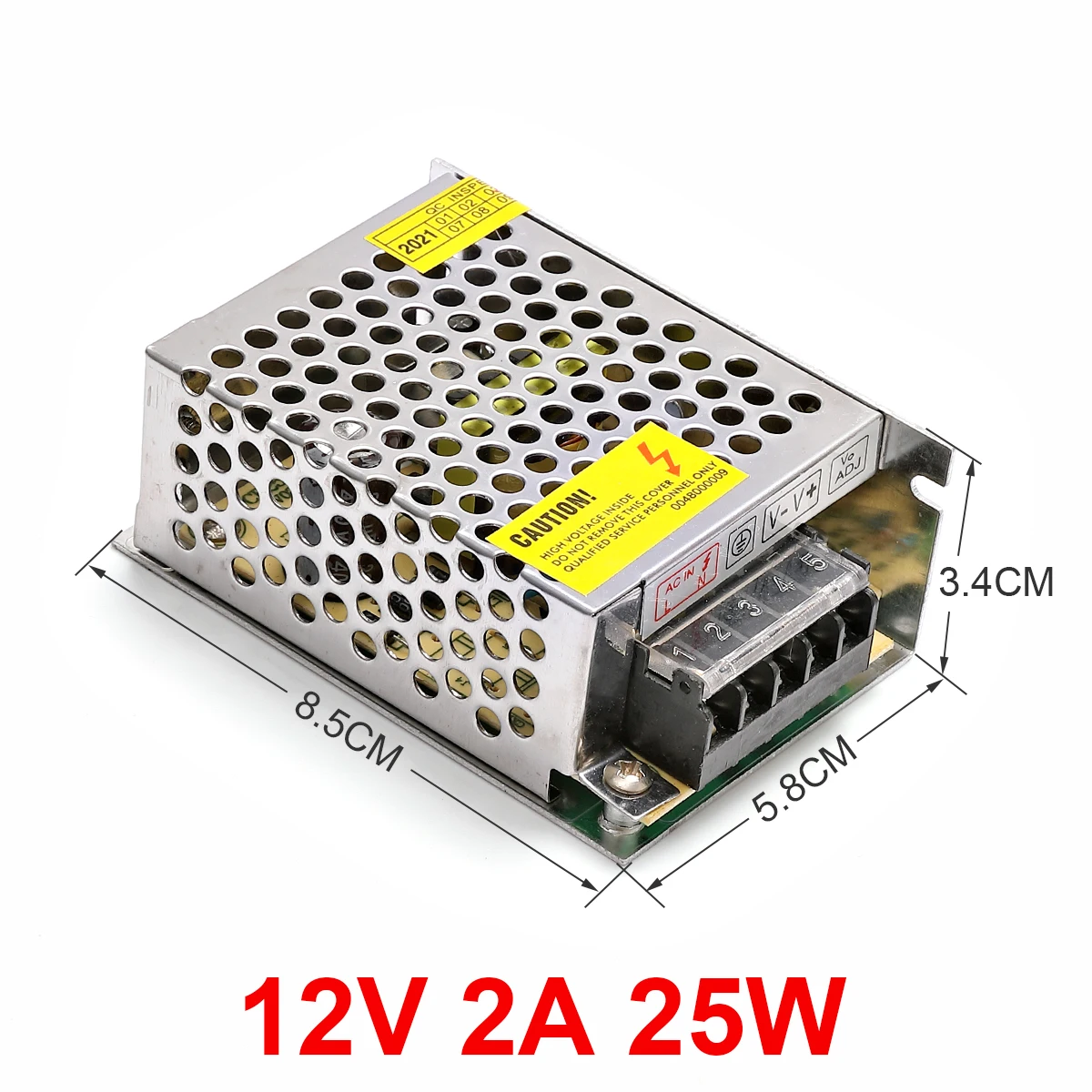 New 25W DC 12V 2A Switching Power Supply Indoor Aluminum Case LED Driver Transformer Converter Adapter