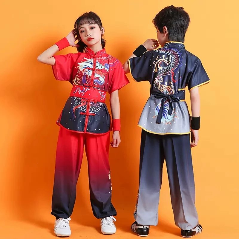 Ropa china de tai chi wushu para niños, traje de artes marciales con estampado de dragón, uniforme de kung fu, wing chun, shaolin, conjunto de kungfu chino, 2024