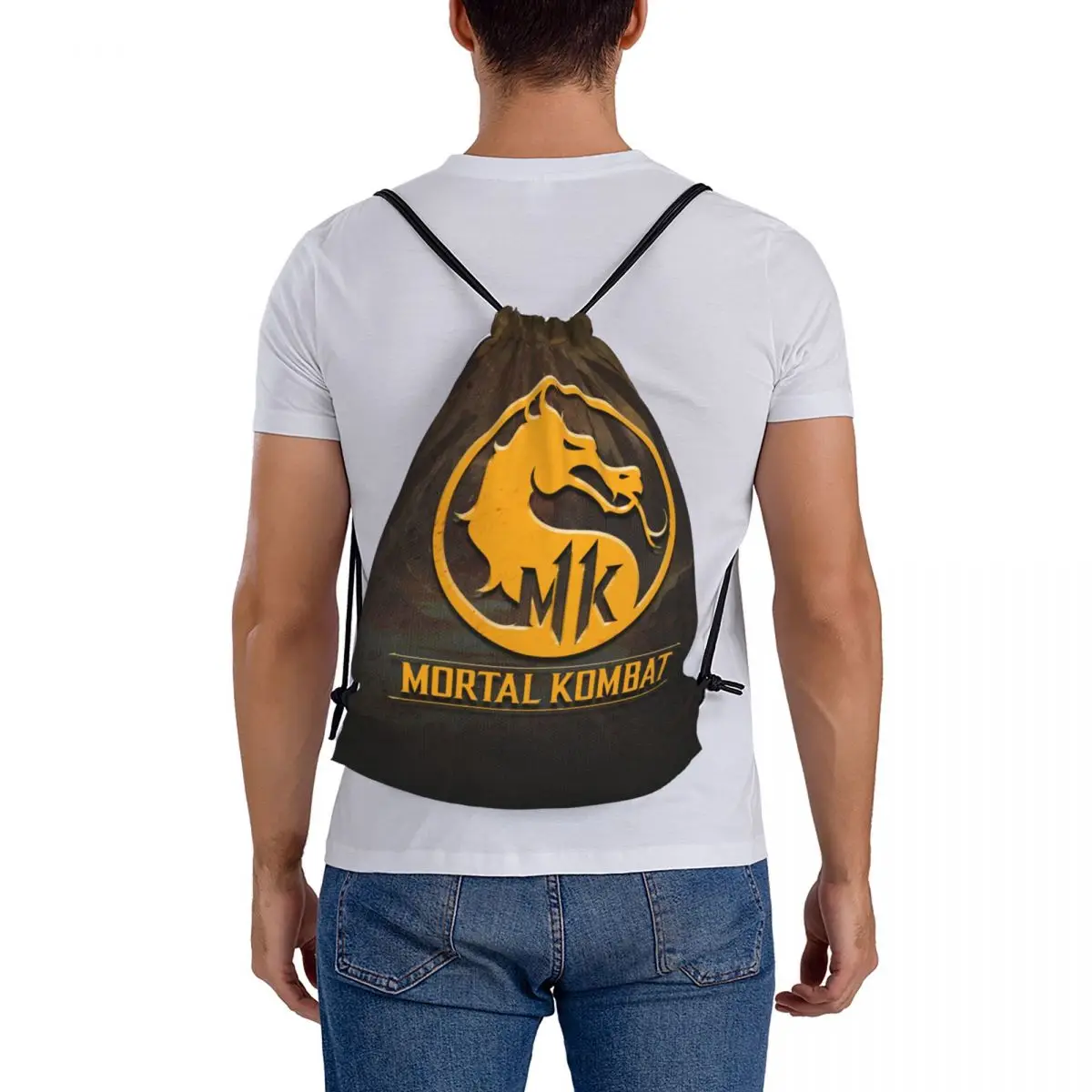 

Mortal Kombat Logo Backpacks Multi-function Drawstring Bags Shoes Bag Book Bags for Travel School