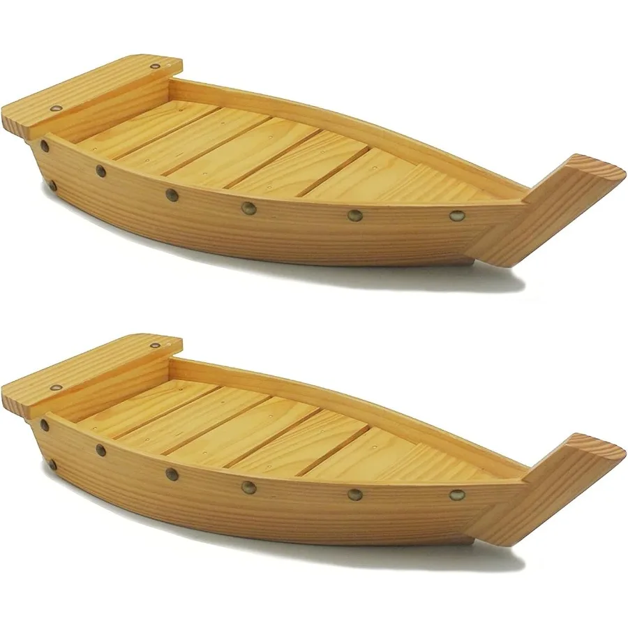 

Wooden Sushi Boat Serving Plates Japanese Sushi and Sashimi Tray for Restaurants Parties and Home Use 16.5 inch 2Pack