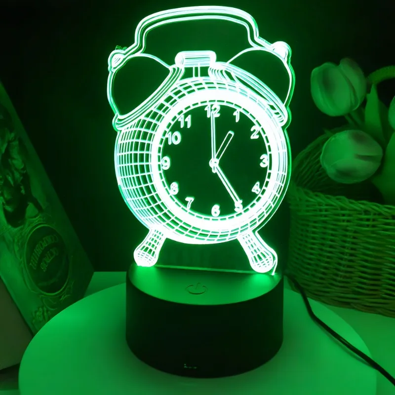 3D-Wecker Nachtlicht bunte Farbwechsel Touch-Schalter Nacht lampen Geschenk für Familie nach Hause kreative Ornament Tisch licht