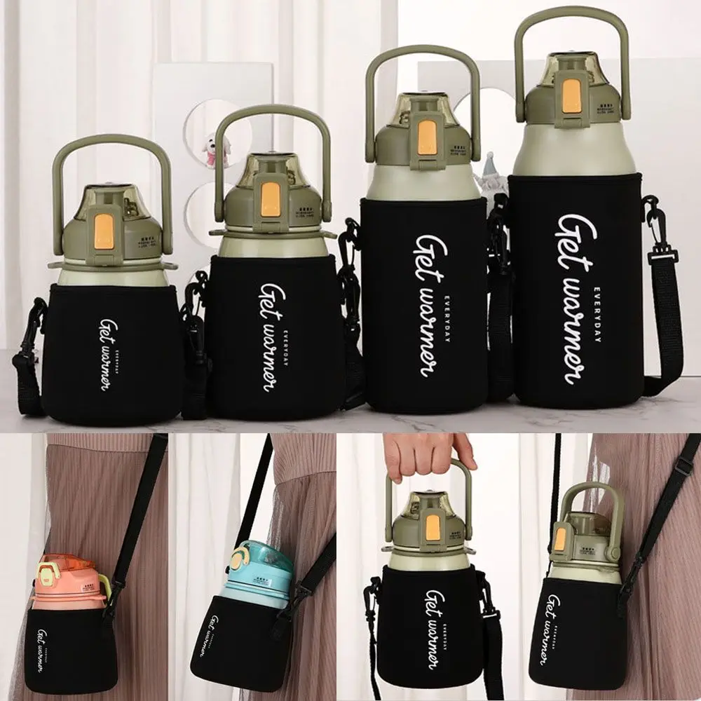 1 Stück Sport Wasser flasche Abdeckung Fall mit Schulter gurt tragbare Vakuum Glas Tasse Hülle Tasse Beutel Sport Camping Zubehör