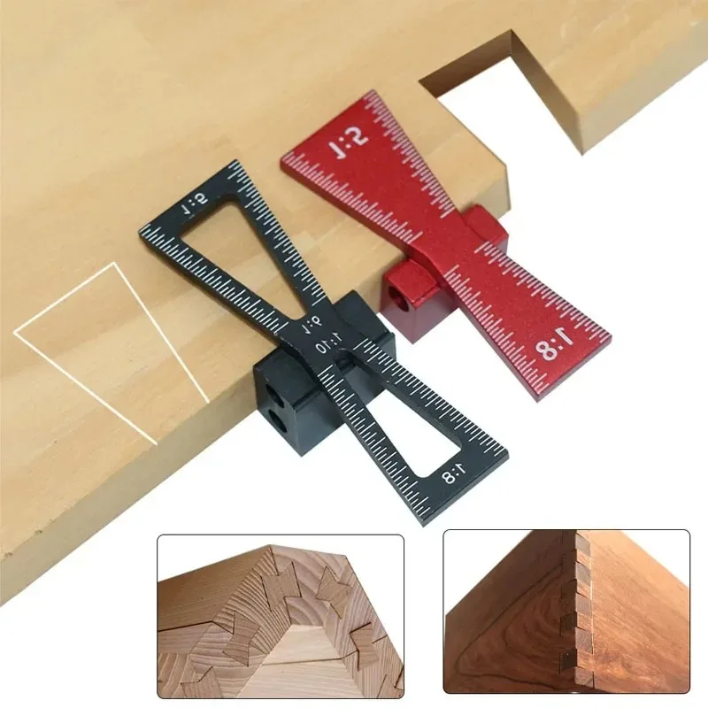 Aluminum Alloy Dovetail Marker (1:5/1:8 Ratio) - Woodworking Joinery Scriber, Tenon-Making DIY Auxiliary Tool