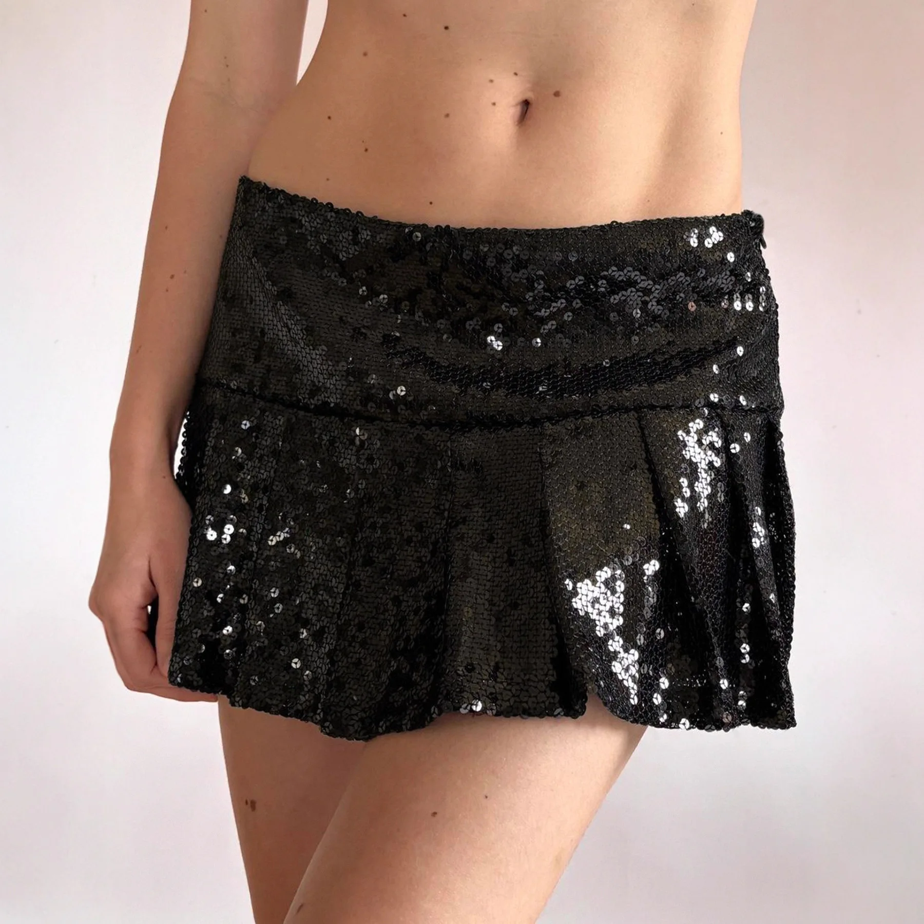 Minifaldas de lentejuelas para mujer, faldas acampanadas con volantes, faldas cortas de club