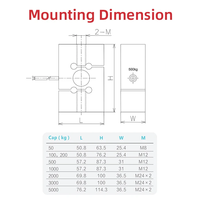 50kg 100kg 200kg  500kg 1000kg 2000kg 3000kgs 5000kg s-type  load cell 2 ton to 5 ton force sensors