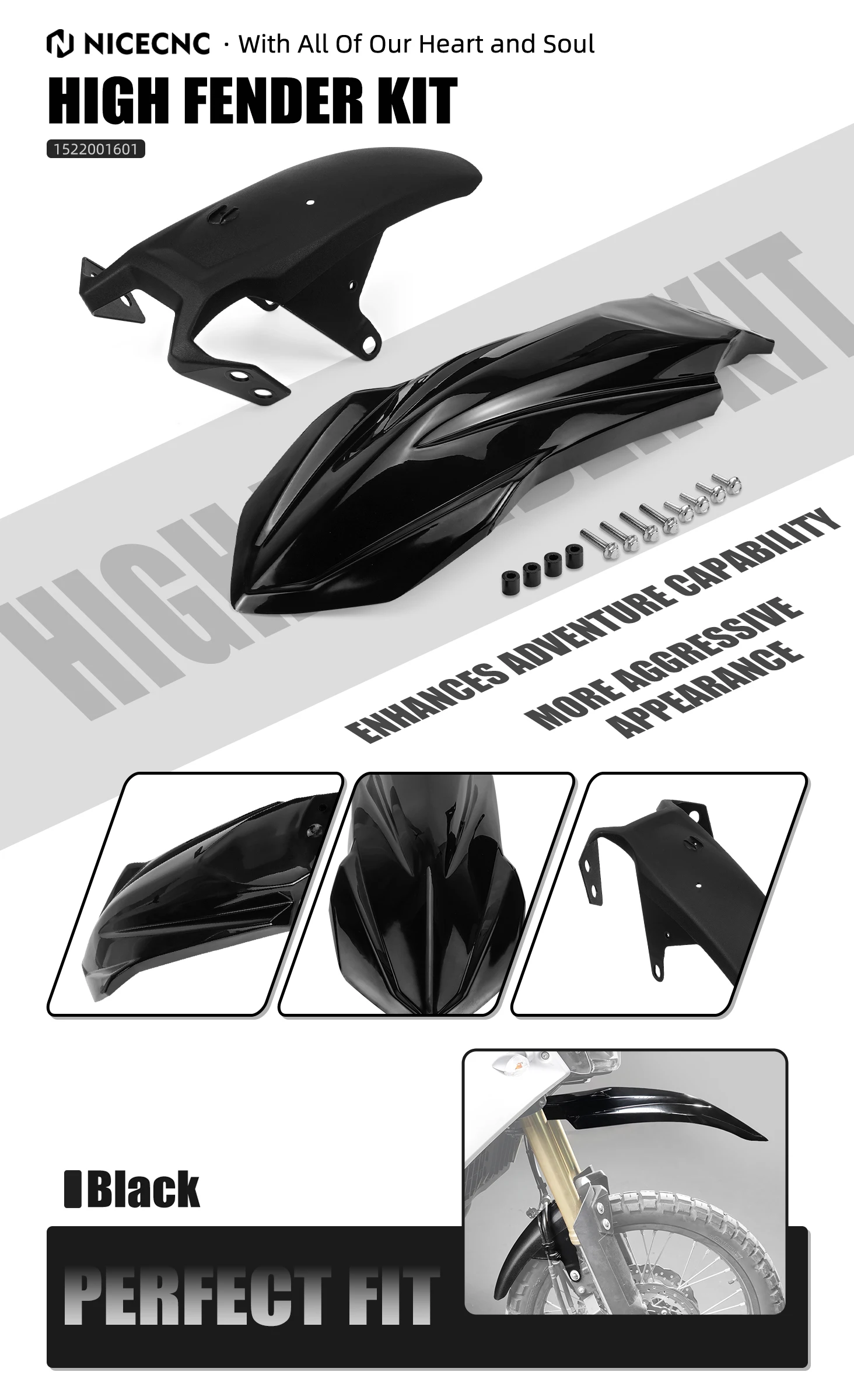 Für Yamaha Tenere 700 2019-2025 High Fender Kit Tenere 700 Rally/World Raid/World Rally/Extreme/Explore Tenere 700 Zubehör – Detail 1