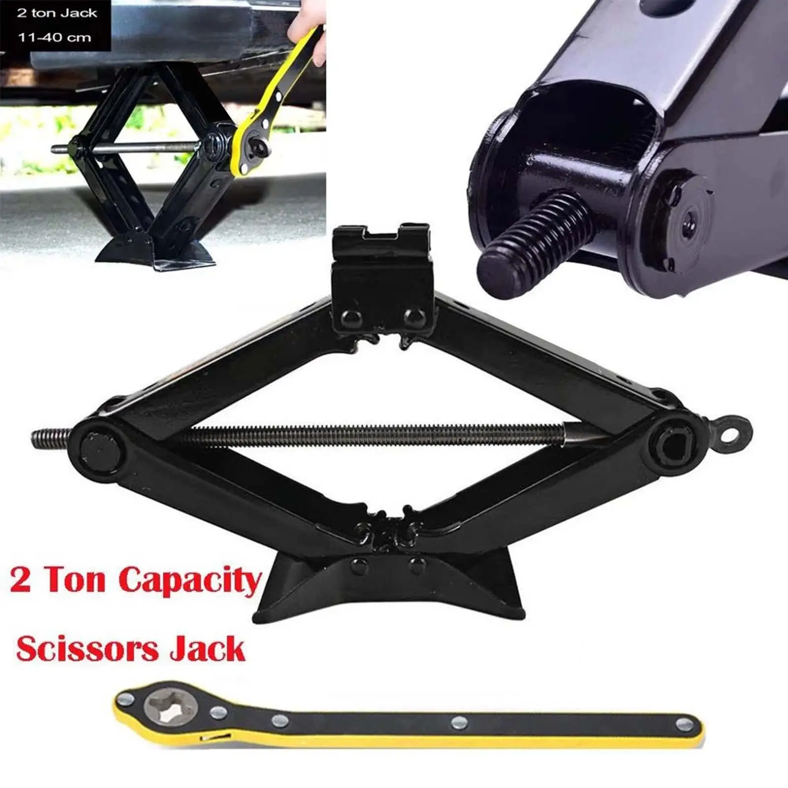 Automotive Car Scissor Jack 2 Tons Foldable Universal Accessories Thickened Steel Material Horizontal Type Effort Saving Durable