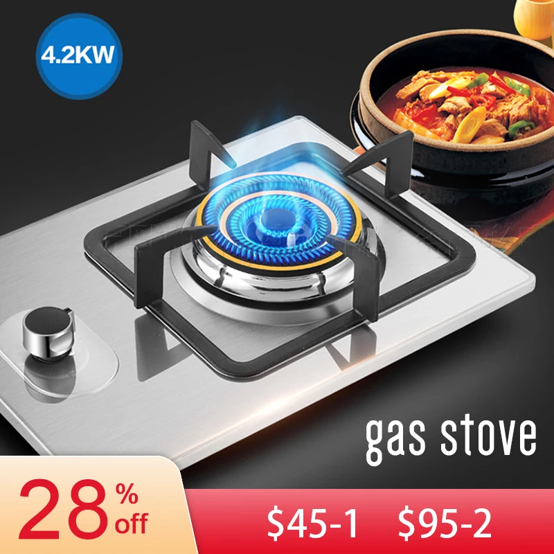 Liquefied Gas Stove Built-In Single-Burner Butane Gas Stove Natural Gas  Desktop Fire-Concentrating Stove Stainless Steel