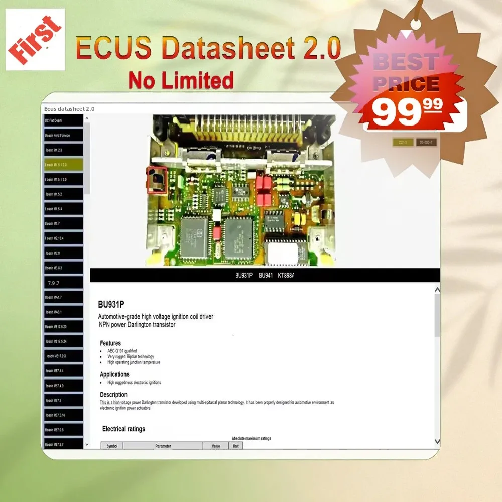 

Ecus Datasheet 2.0 ECU Repair Software PCB Schematics with Electronic Components of Car ECUs and Additional Information